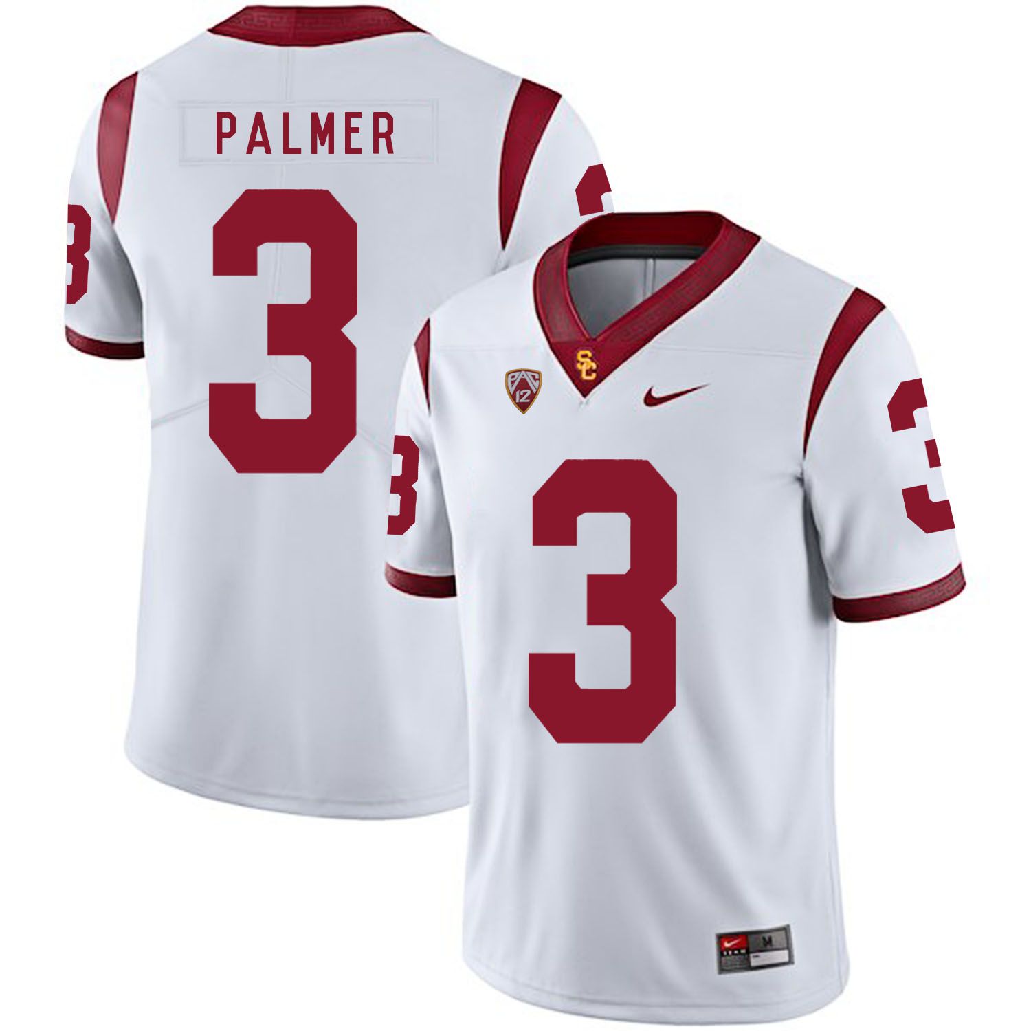 Men USC Trojans #3 Palmer White Customized NCAA Jerseys->customized ncaa jersey->Custom Jersey
